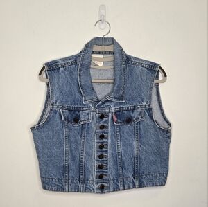 Vintage Blue Denim Sleeveless Vest Size L
